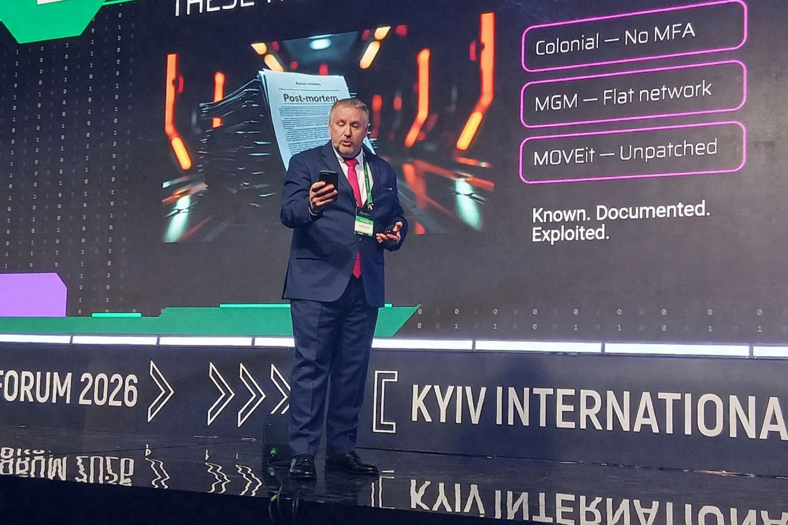 John Mackenzie speaking at the Kyiv International Cyber Resilience Forum 2026