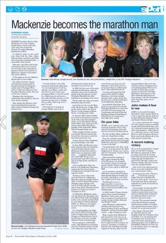 Newspaper article: Mackenzie becomes the marathon man